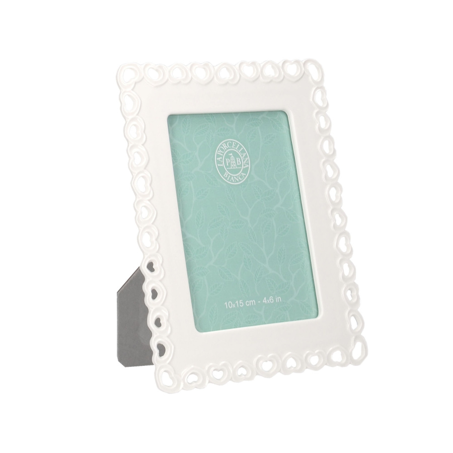 Zdobiona ramka na zdjęcia valentino - biały, 10 x 15 cm