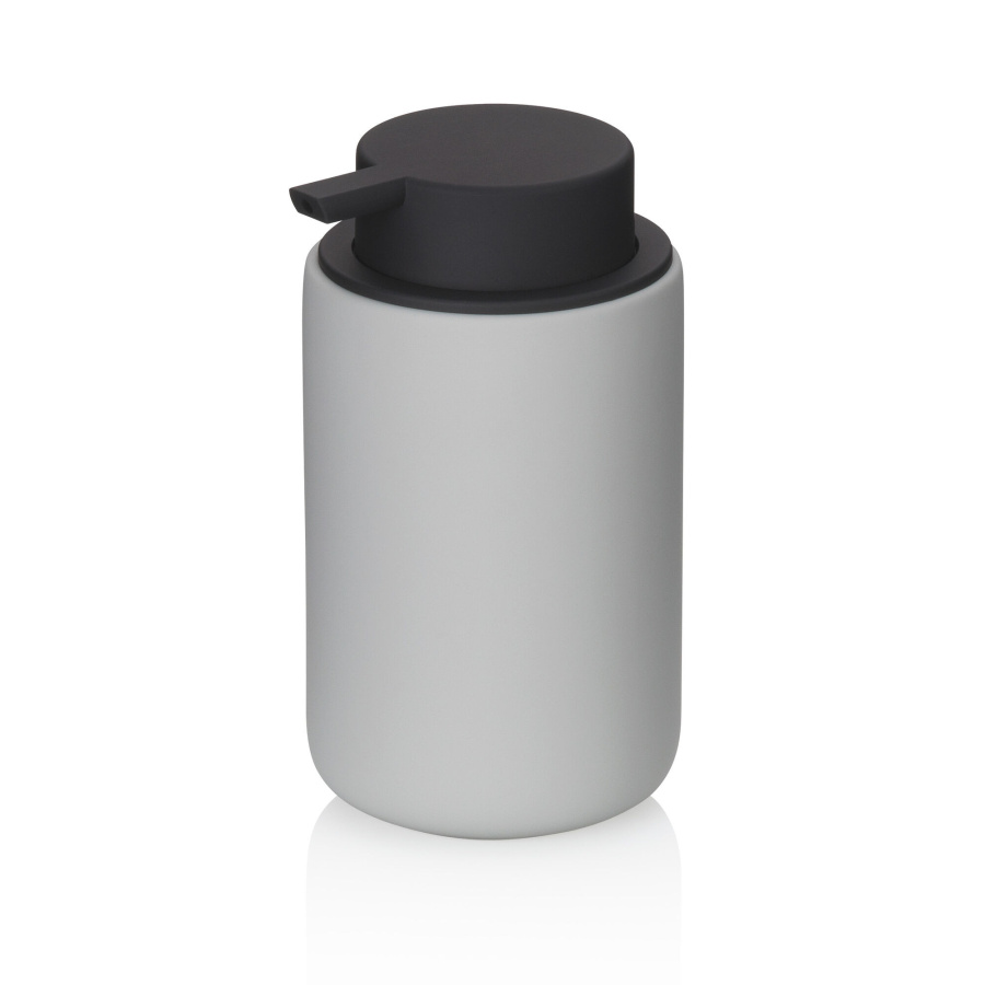 Dozownik do mydła, ceramika gumowana/tworzywo sztuczne, 0,3 l, śred. 8 x 14 cm, jasnoszary