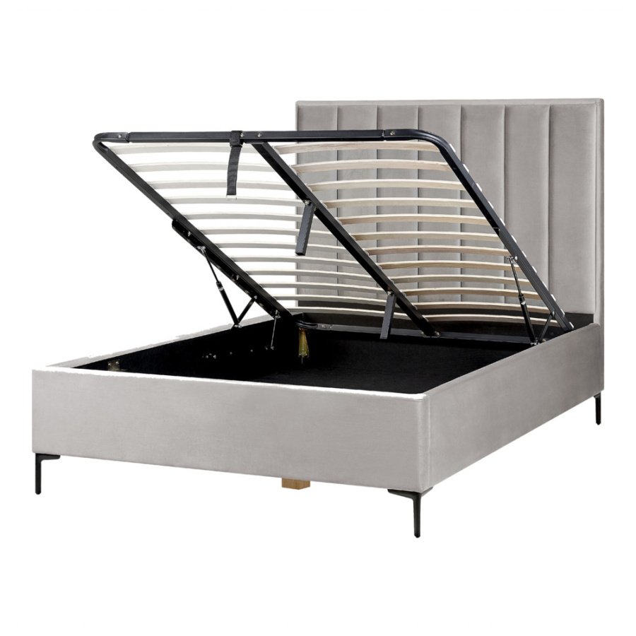 łóżko sezanne 140 x 200 cm welur jasnoszary