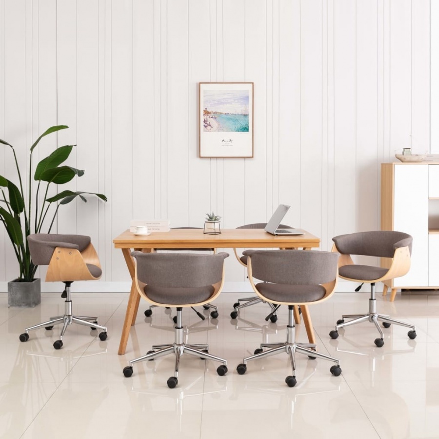 Obrotowe krzesła stołowe, 6 szt., taupe, obite tkaniną