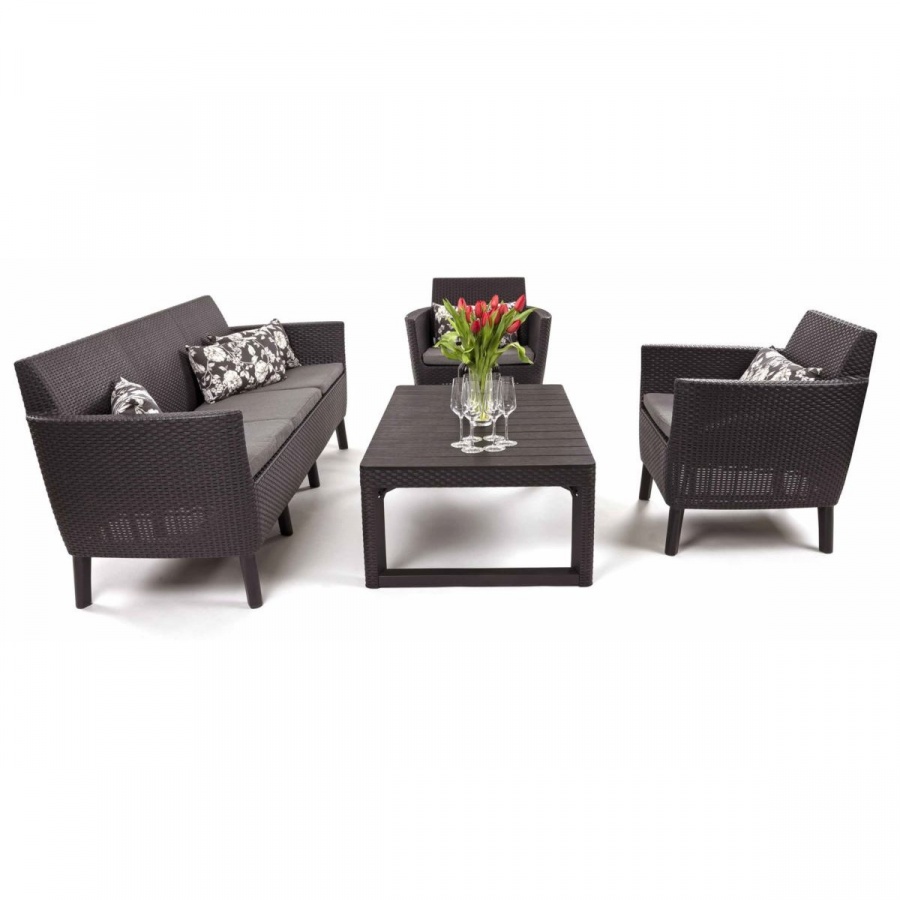 Meble ogrodowe salemo 3-set lyon : kolor - brąz/taupe