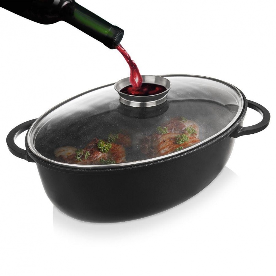 Brytfanna granitowa / garnek z pokrywką szklaną 8 l grande