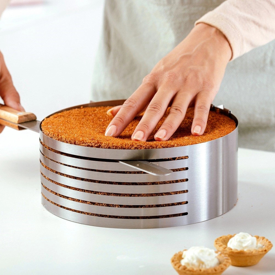 Obręcz do krojenia biszkoptu regulowana stalowa 7-warstwowa acer 16-20 cm