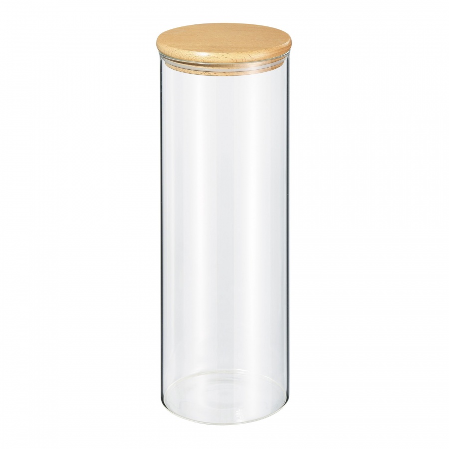 Pojemnik kuchenny, szkło borokrzemowe/drewno bukowe, 2,0 l, śred. 10,5 x 30 cm