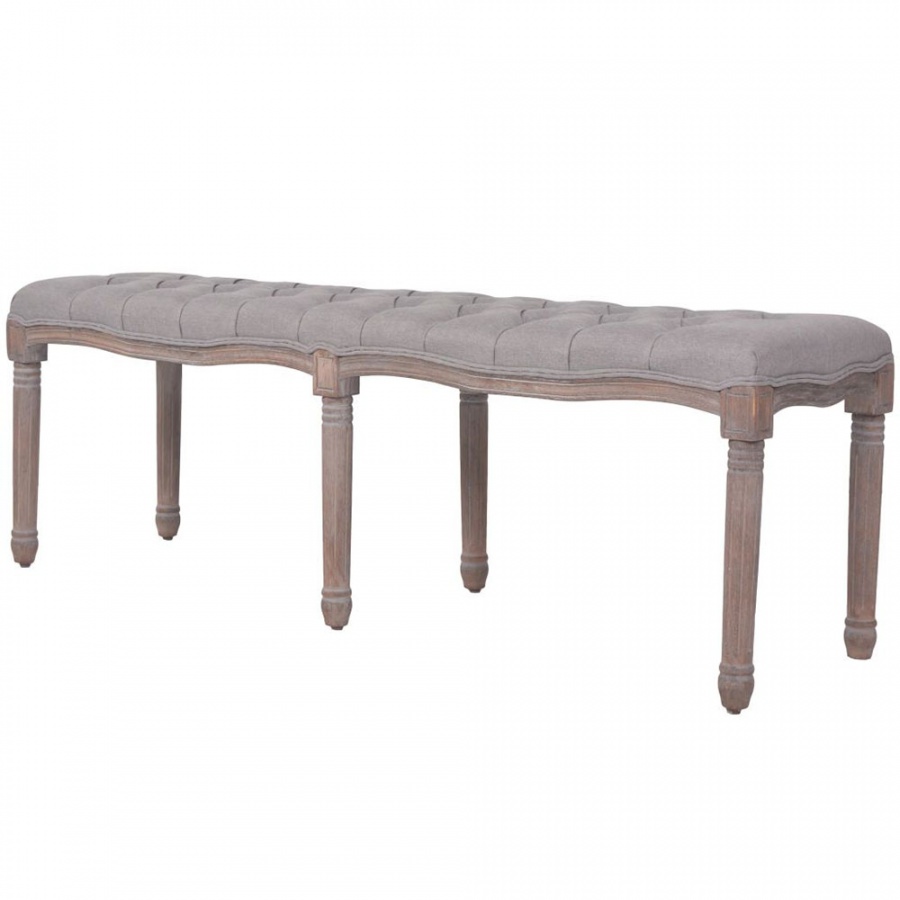 Ławka do przedpokoju, drewno lite, 150x40x48 cm, jasnoszara