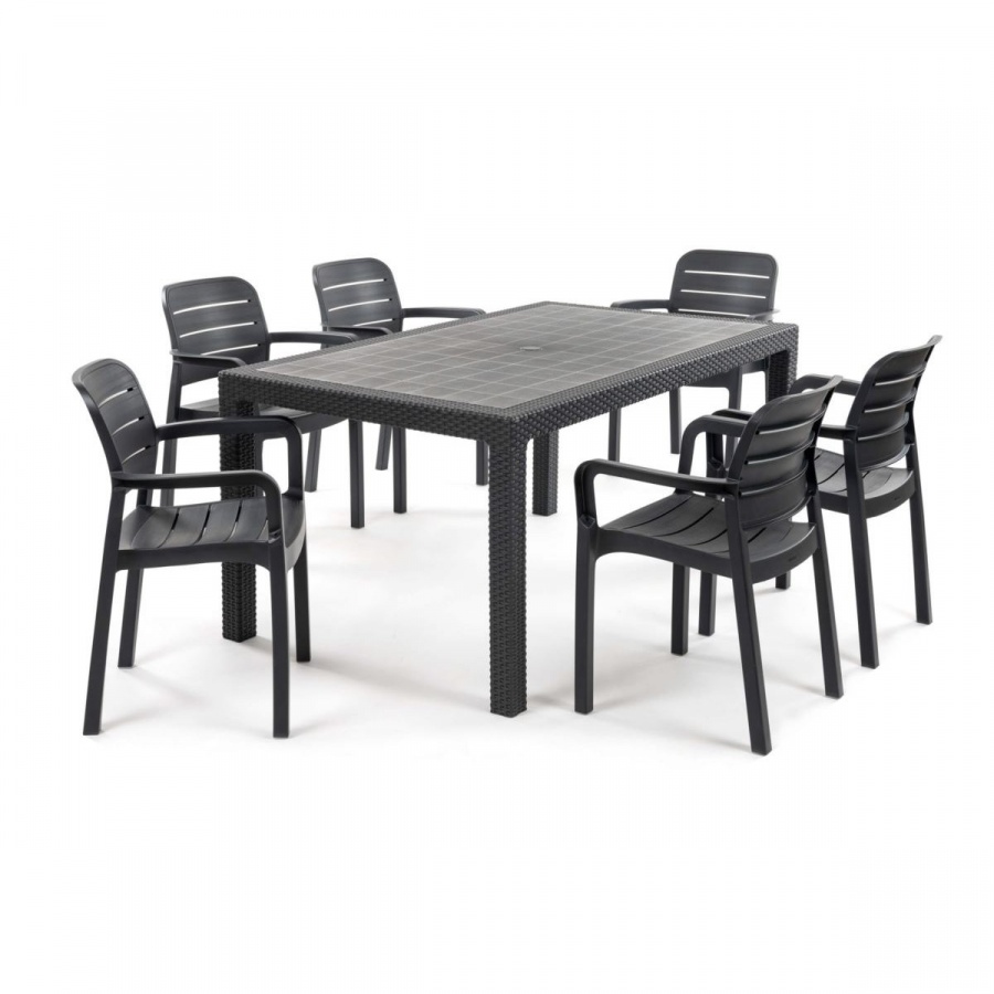 Zestaw mebli na taras TIVOLI 6+1 : Kolor - grafit