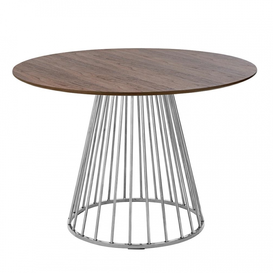 Stół GLAM WALNUT - fornir orzechowy, chromowana podstawa