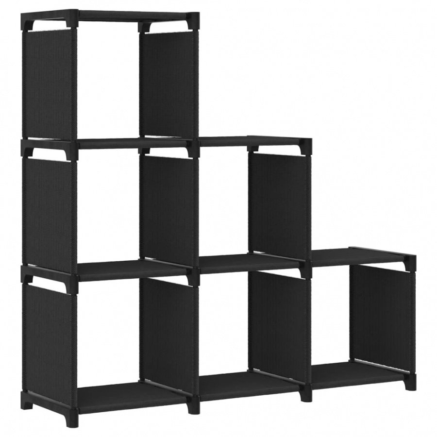 Regał z 6 przegrodami, czarny, 103x30x72,5 cm, tkanina
