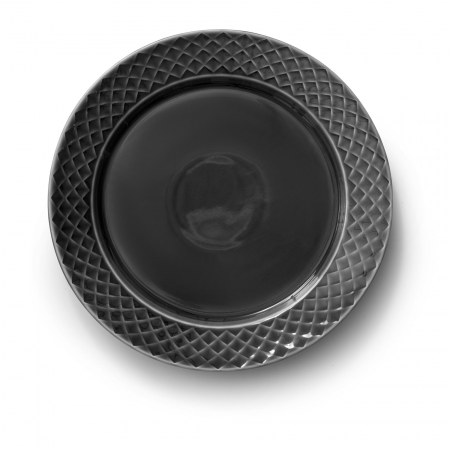 Talerz, szary, ceramika, śred. 27,5 cm