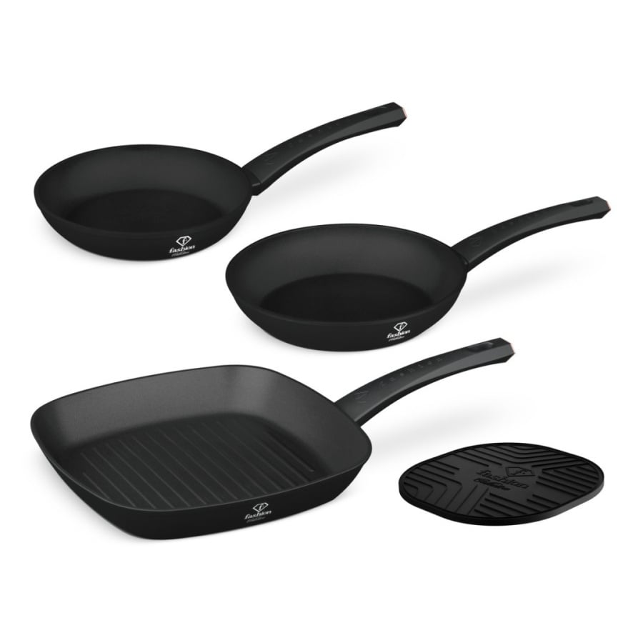 Zestaw 3 patelni + podkładka Fashion TV FTV-0045 Matte Black- Rose Gold