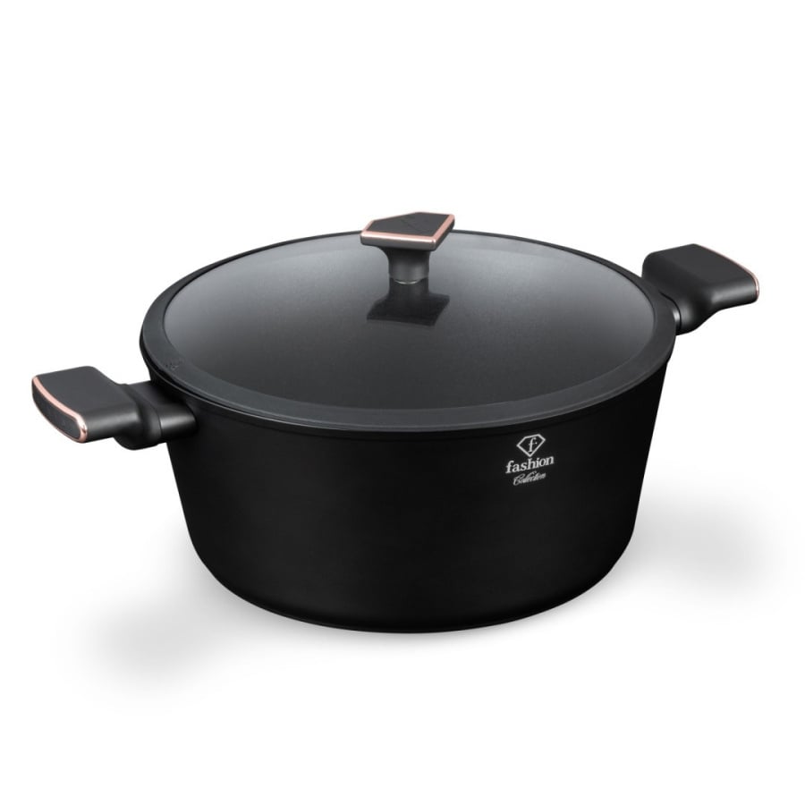 Garnek z pokrywką 30cm Fashion TV FTV-0040 Matte Black- Rose Gold