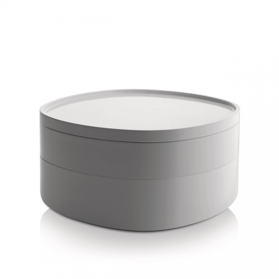 pojemnik łazienkowy z przegródkami i pokrywką, biały