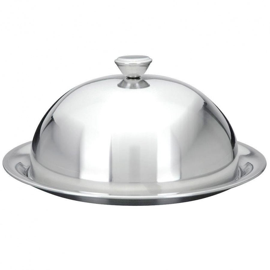 Taca do serwowania, stalowa, z kloszem, talerz, 26 cm