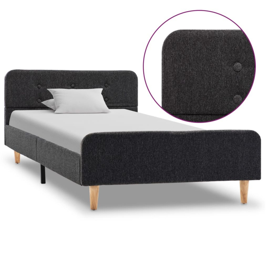 Rama łóżka, ciemnoszara, płótno konopne, 90 x 200 cm