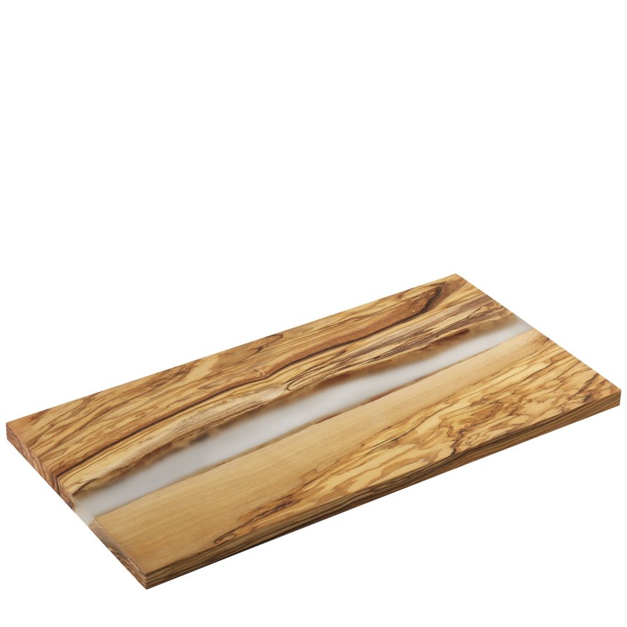 Deska do serwowania, drewno oliwne/żywica epoksydowa, 45 x 22 cm, przezroczysta