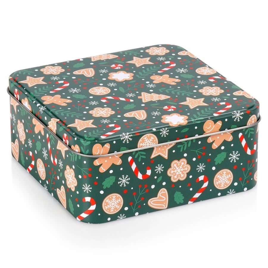 Pojemnik na ciastka metalowy puszka świąteczna 15x15x6,5 cm