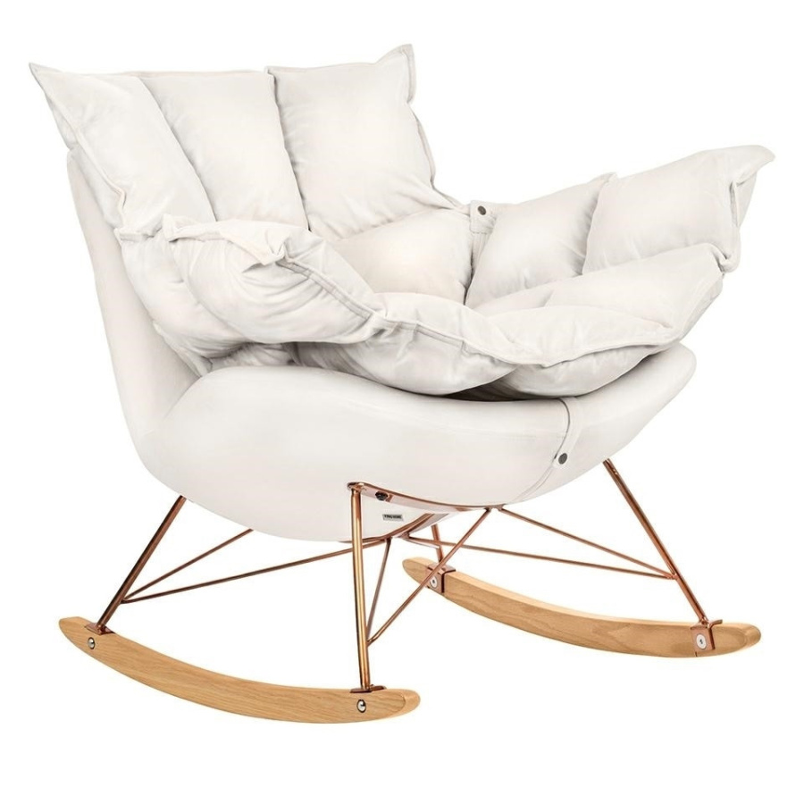 Fotel bujany swing velvet beżowy