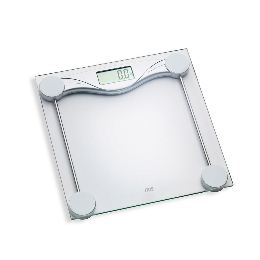 waga łazienkowa, do 180 kg, 28 x 28 cm, przezroczysta