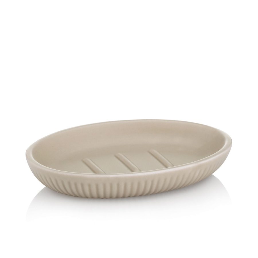 Mydelniczka, ceramika, 13,5 x 9,5 x 2 cm, beżowa