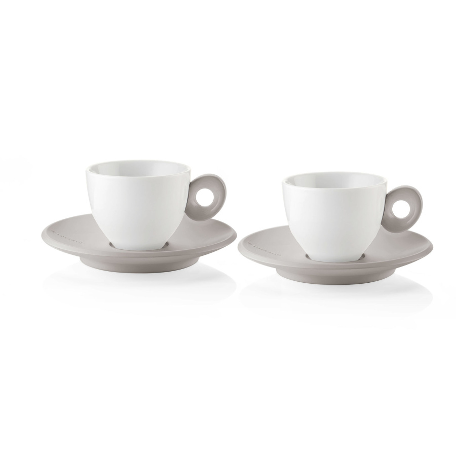 Zestaw 2 filiżanek do espresso ze spodkami - beżowe