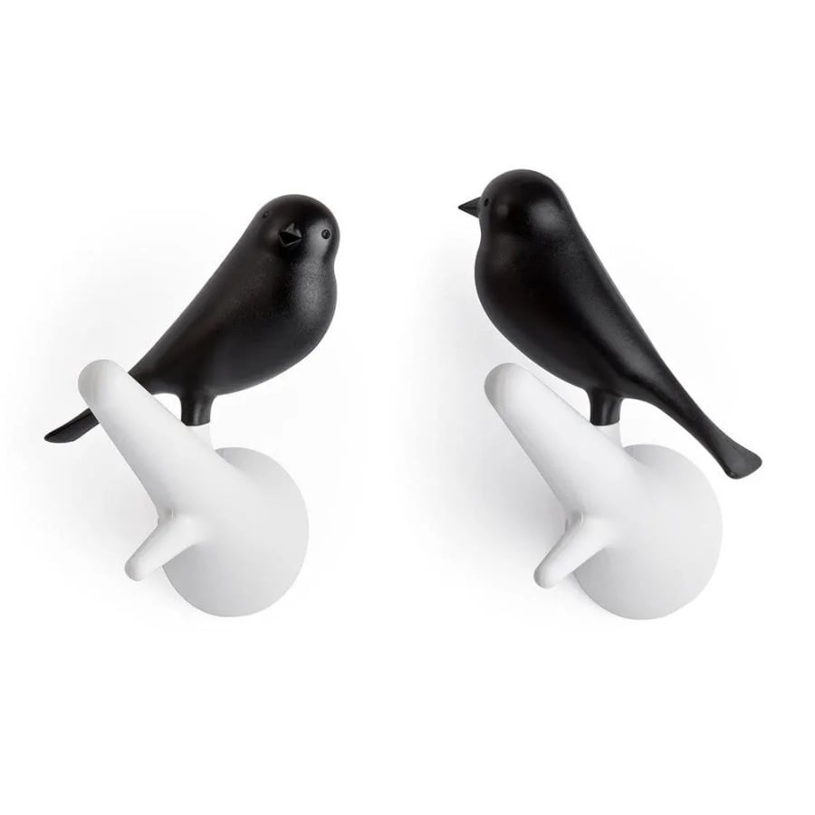 Wieszak Ptaki czarny/biały 10067-WH-BK