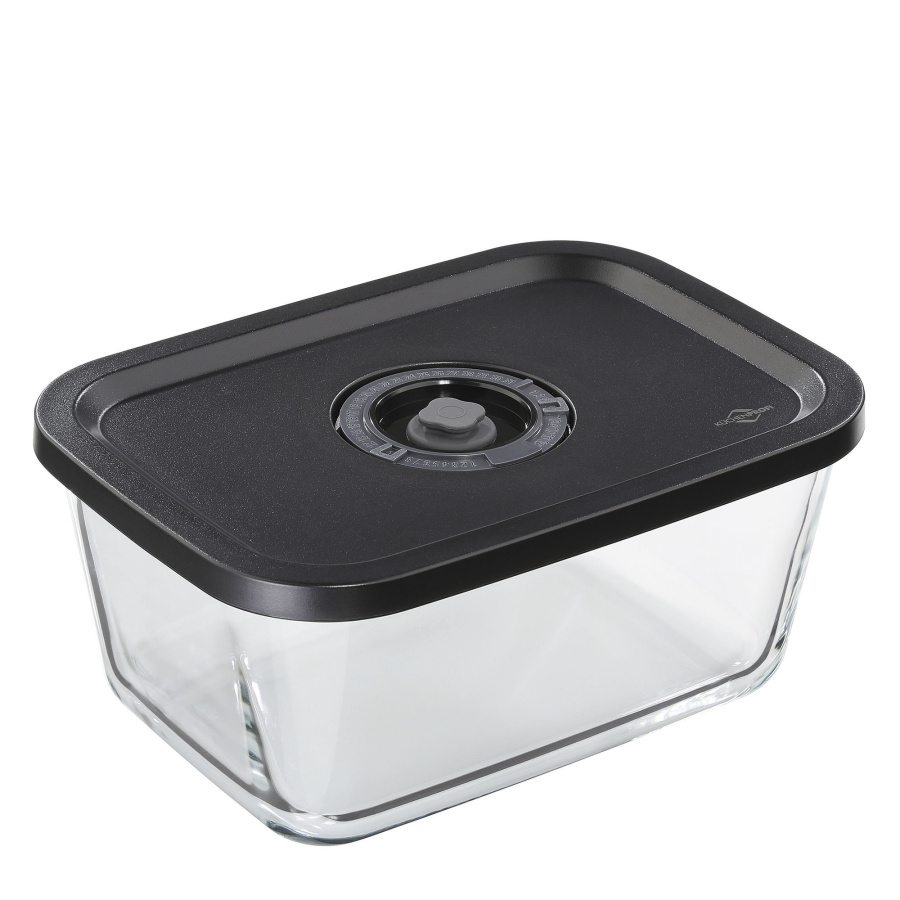 Pojemnik próżniowy z datownikiem, szkło borokrzemowe/tworzywo sztuczne, 1,4 l, 20 x 14 x 9 cm