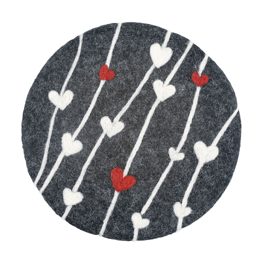 Podkładka pod gorące naczynia, śred. 21 cm, owcza wełna, szaro-biała