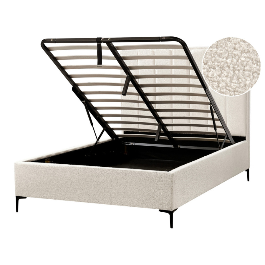 łóżko sezanne 140 x 200 cm boucle złamana biel