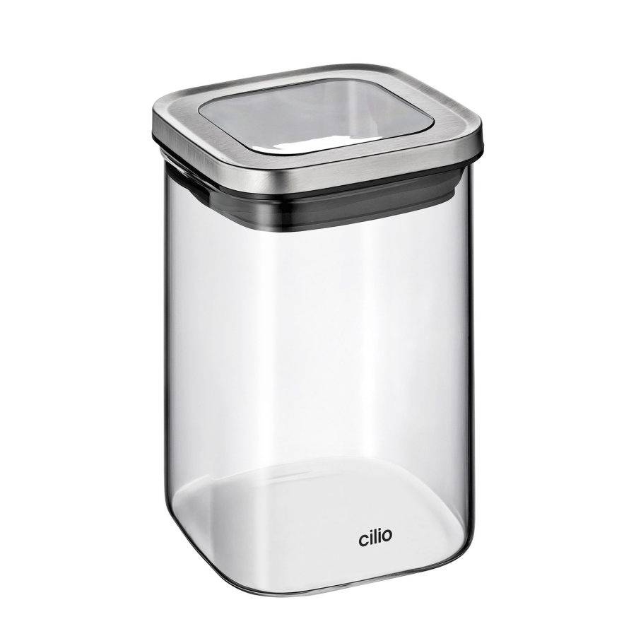 Pojemnik kuchenny, szkło borokrzemowe/stal nierdzewna, 10 x 10 x 14,5 cm, 1,0 l