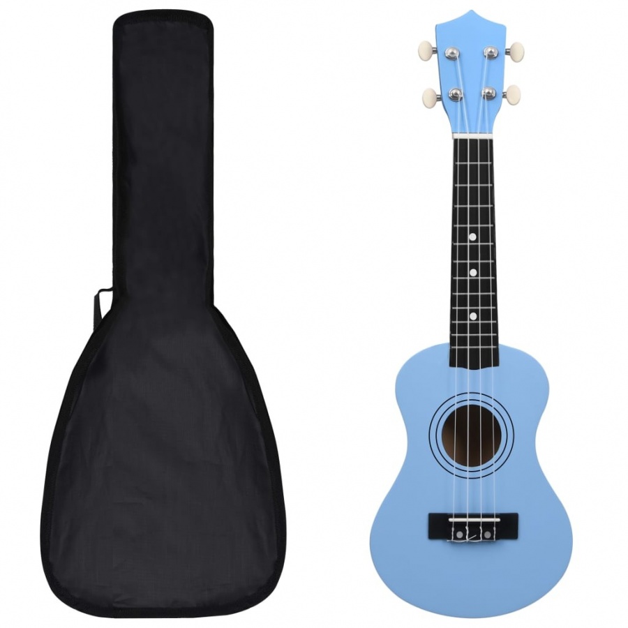 Ukulele sopranowe z pokrowcem, dla dzieci, niebieskie, 21"