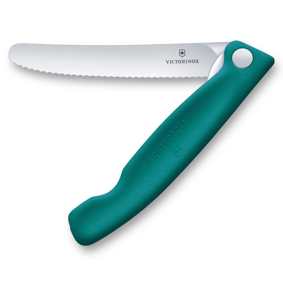 VICTORINOX - Swiss Classic - Składany nóż do warzyw i owoców - Ząbkowane ostrze - 11 cm - Zielony