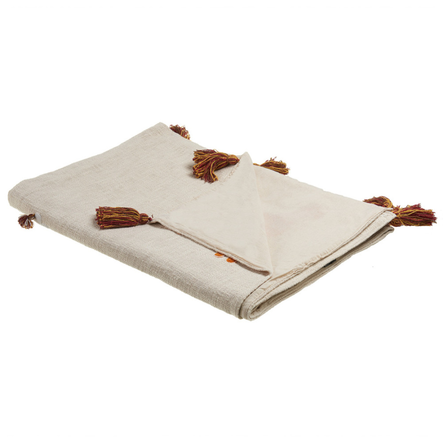 Koc khandwa bawełna 130 x 180 cm beżowy