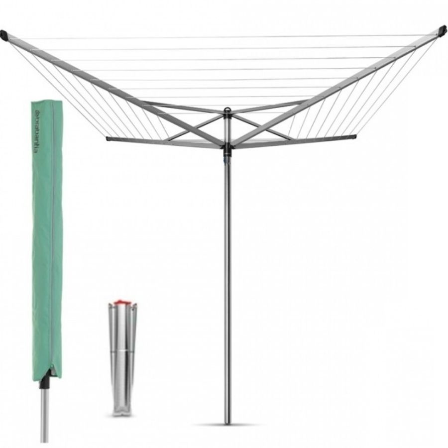 Suszarka ogrodowa z mocowaniem do gruntu i pokrowcem 190x11x16cm Brabantia Topspinner srebrna