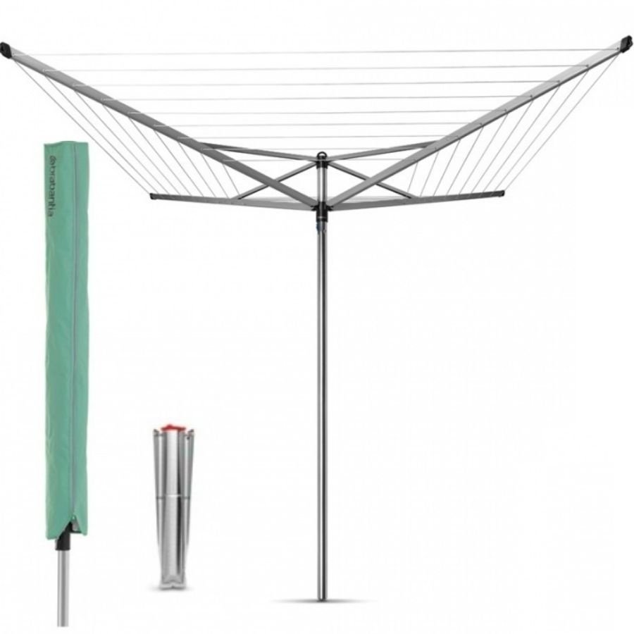 Suszarka ogrodowa z mocowaniem do gruntu i pokrowcem 190x11x16cm Brabantia Topspinner srebrna