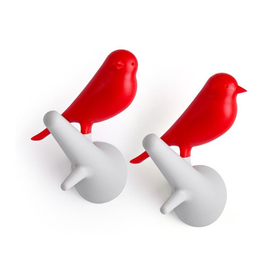 Wieszak Ptaki czerwony/biały 10067-RD-WH