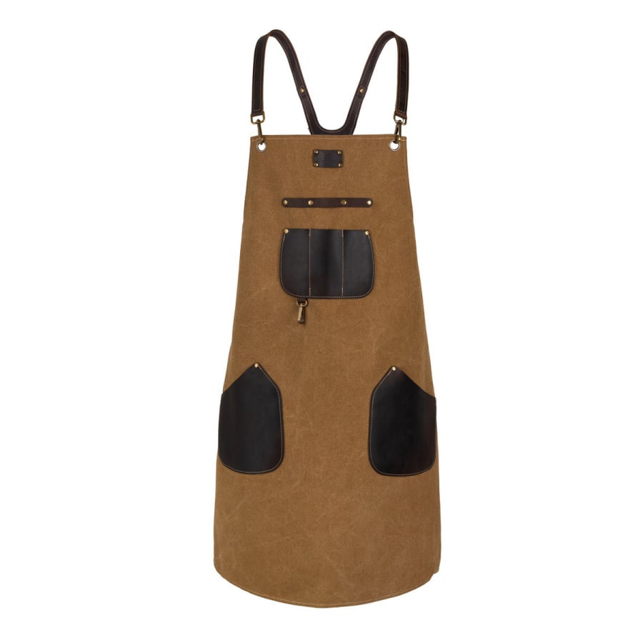 Shiori 撓 fartuch do grillowania z woskowanego płótna z elementami ze skóry