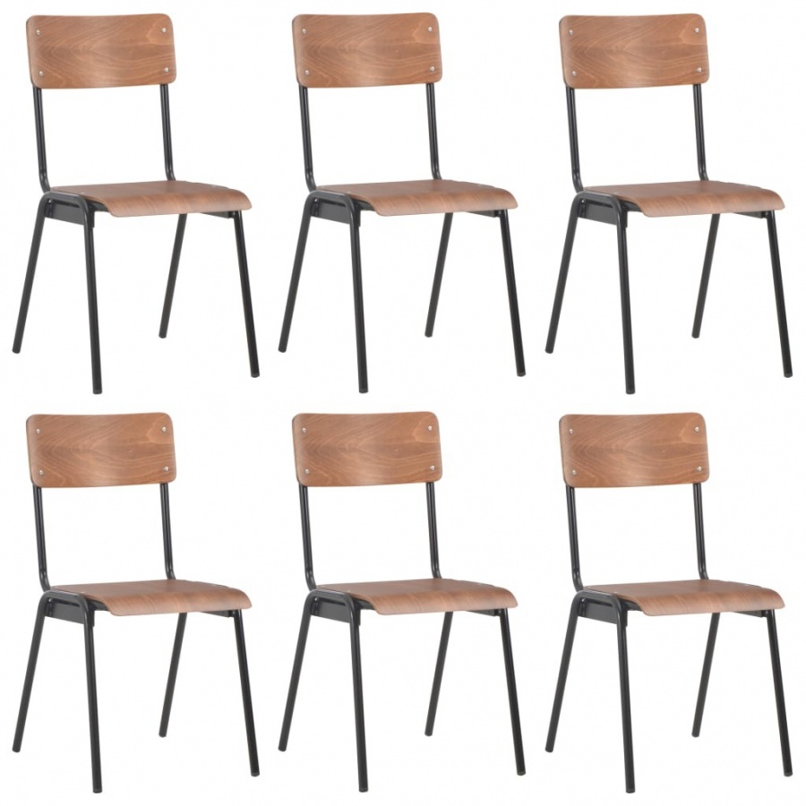 Krzesła do kuchni 6 szt. brązowe sklejka