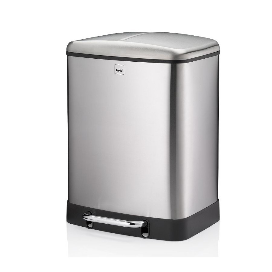 Kosz do segregacji śmieci, 2 x 12 l, 37 x 34 x 50 cm, metaliczny satynowy