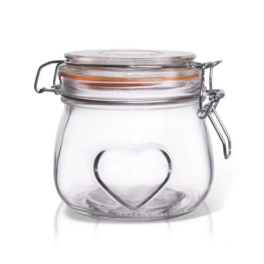 Słoik, pojemnik szklany patentowy z klipsem, BELA, 0,5 l, serce