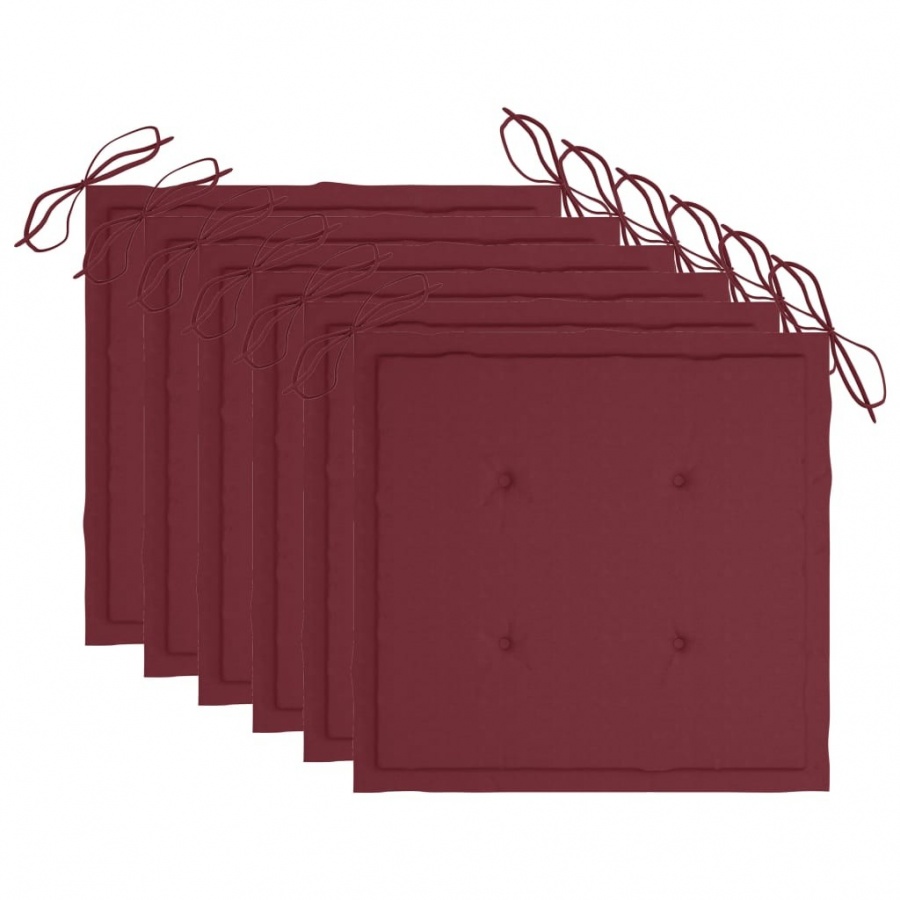 Poduszki na krzesła ogrodowe, 6 szt, winna czerwień, 50x50x4 cm