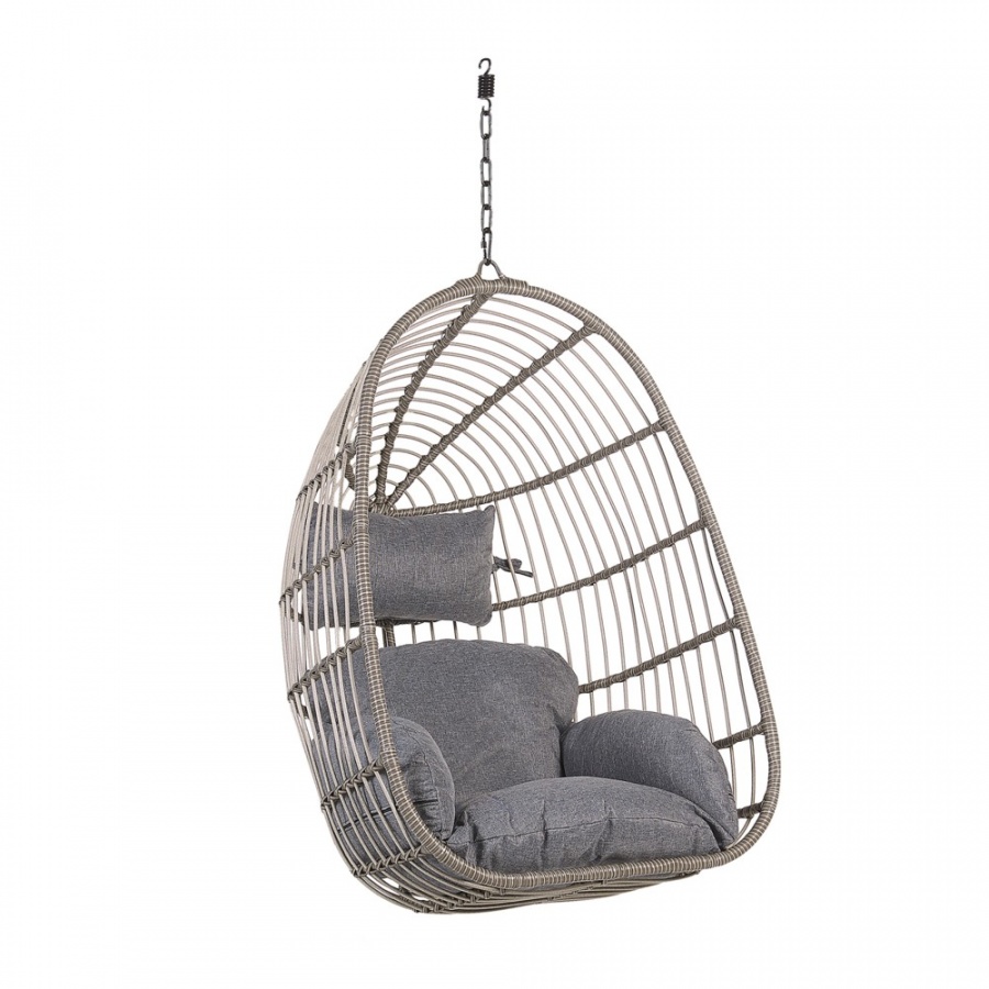 Fotel wiszący rattanowy szary CASOLI