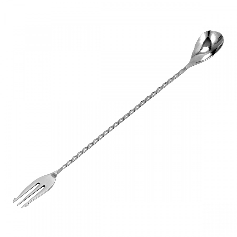 Łyżka barmańska z widelcem 40 cm stalowa
