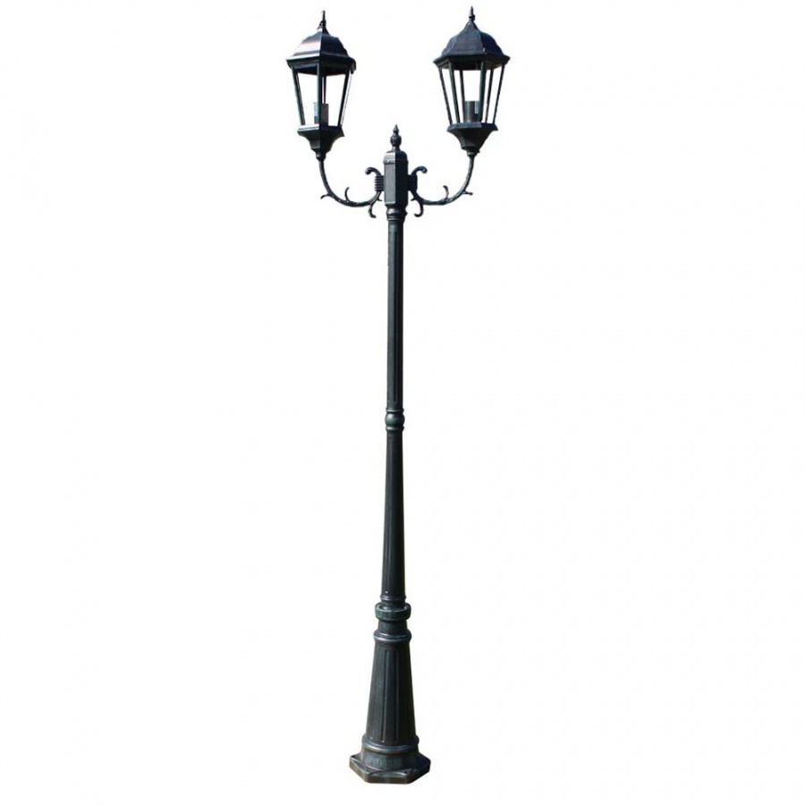 Stojąca lampa ogrodowa 2-ramienna, 230 cm, ciemnozielona/czarna