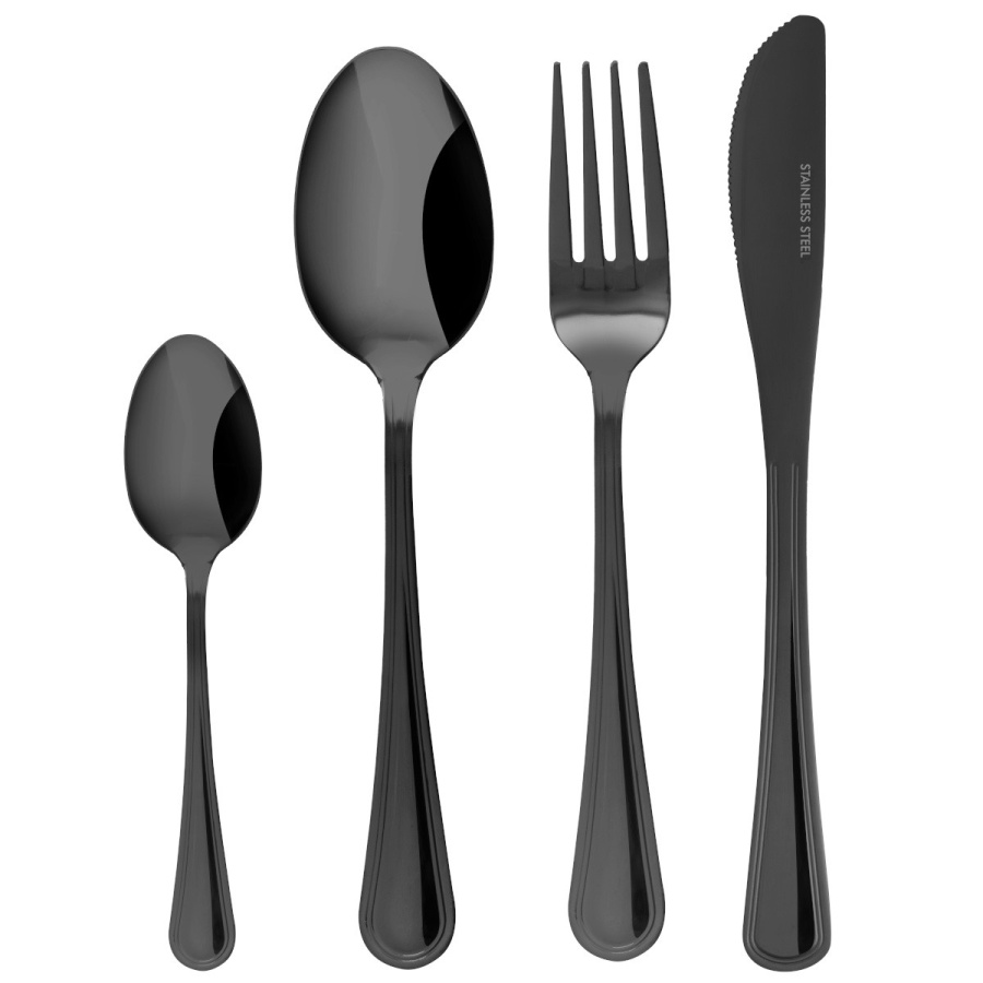 Komplet 24 szt. sztućców dla 6 osób luce czarny 0558