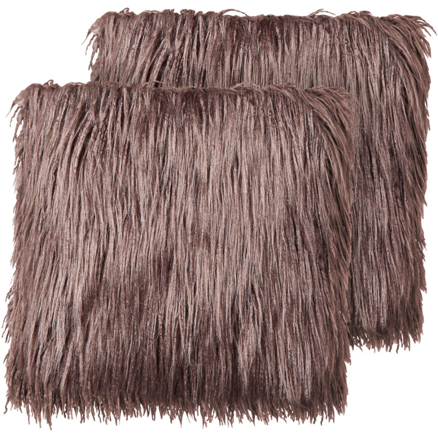 Zestaw 2 poduszek jednolity corokia sztuczne futro 45 x 45 cm brązowy