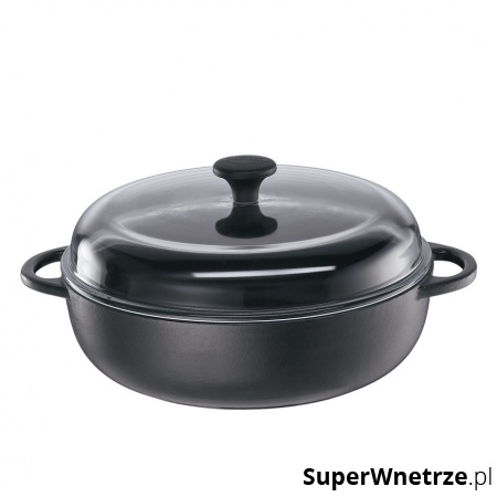Brytfanna żeliwna z pokrywką 24 cm Kuchenprofi czarna