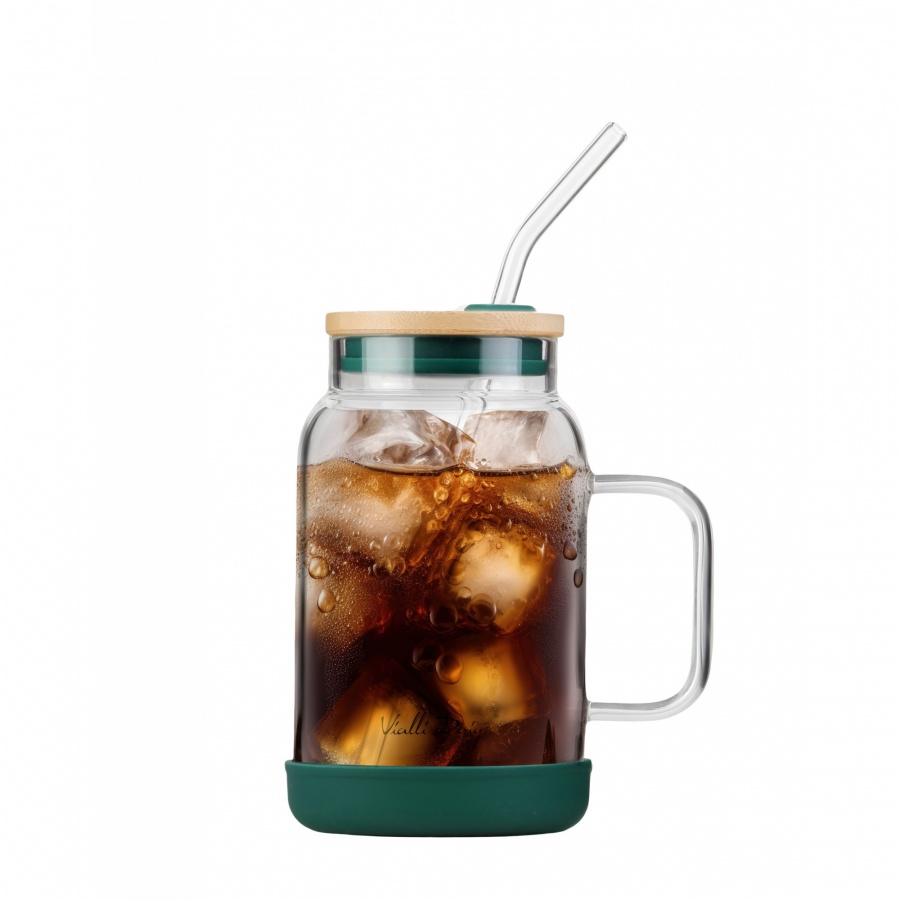 Słoik ze słomką 600 ml zielony fuori 29828