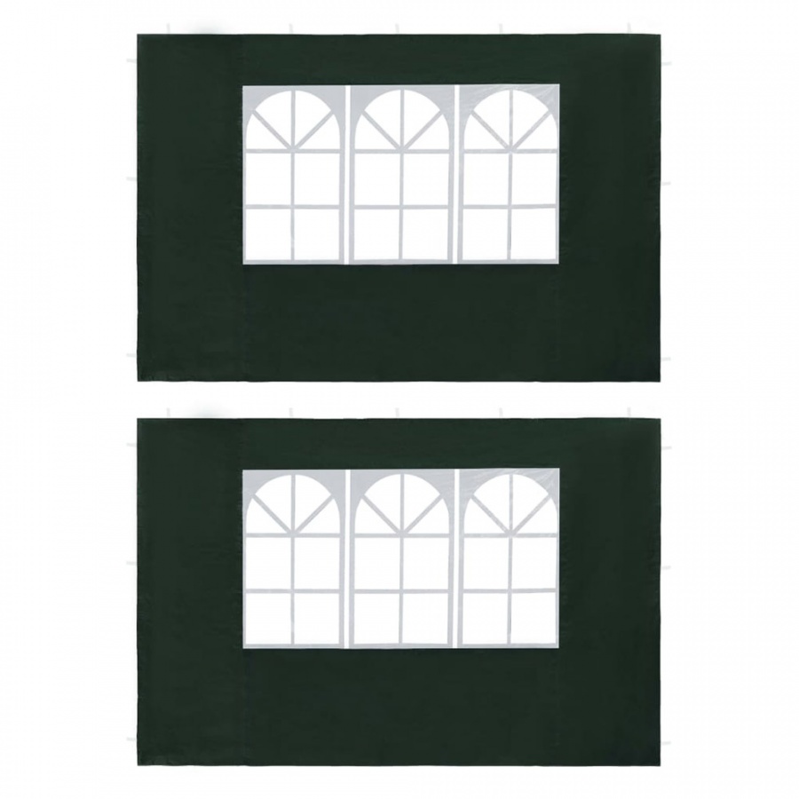 Ścianki boczne do namiotu, 2 szt., z oknem, PE, zielone