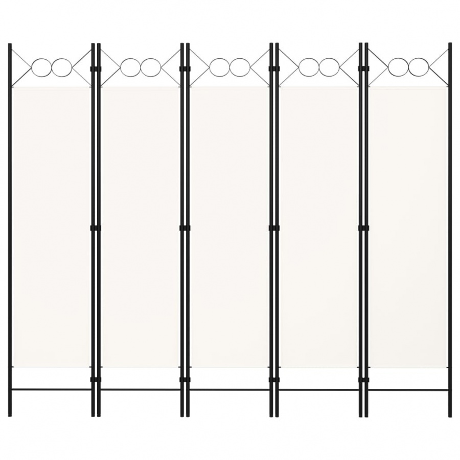 Parawan 5-panelowy, kremowy, 200 x 180 cm