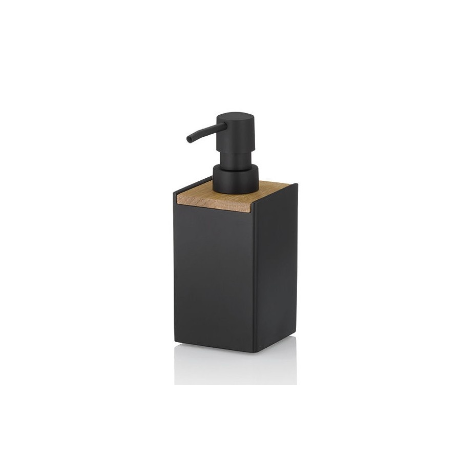 dozownik do mydła, tworzywo sztuczne/bambus, 0,4 l, 7 x 7 x 17,5 cm